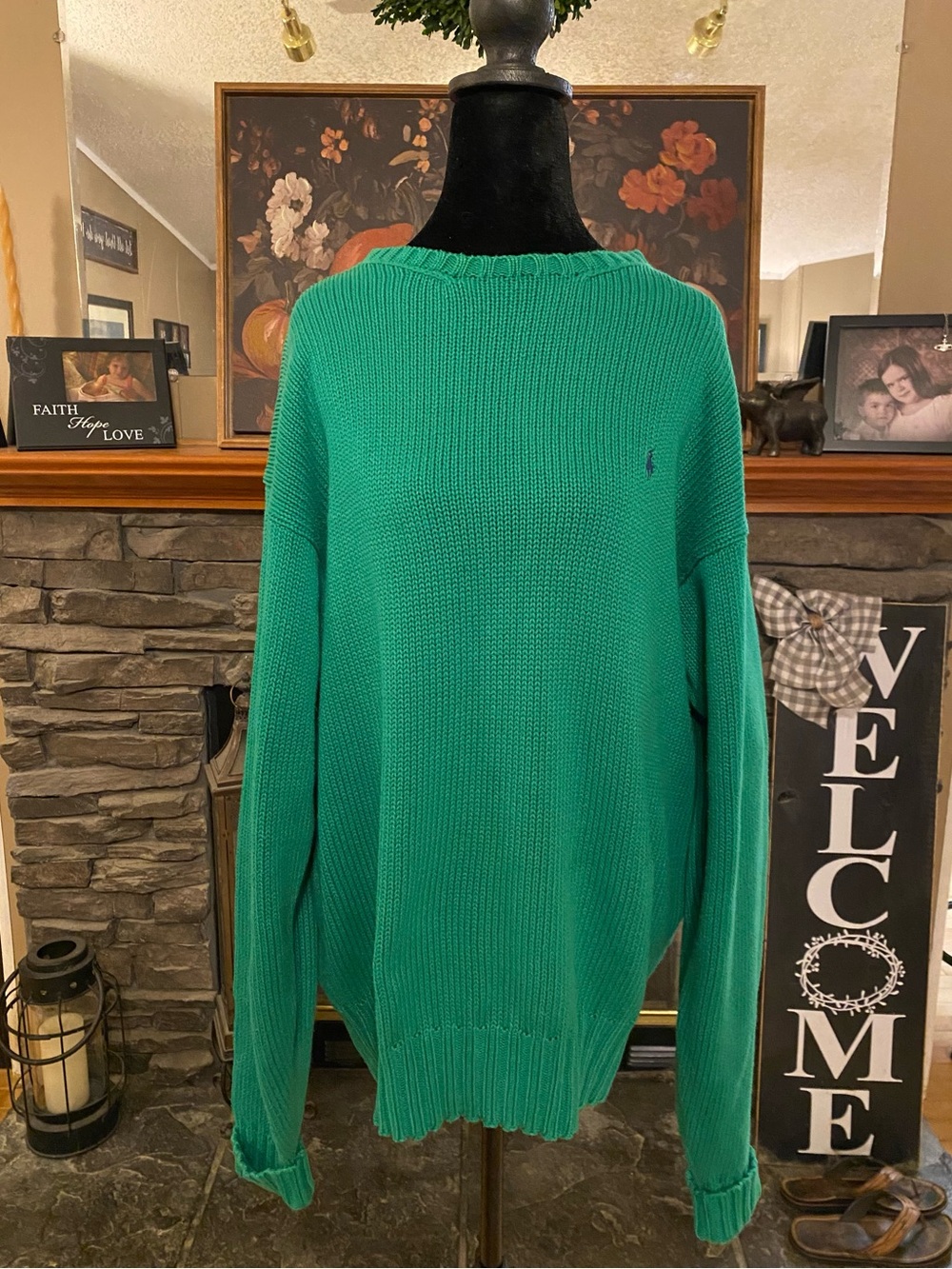 VTG Polo Ralph Lauren Emerald Green Knit Crewneck Sweater
